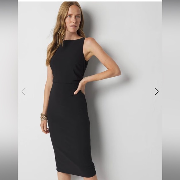 White House Black Market Dresses & Skirts - 011 - NWT WHBM $130 Sleeveless Scuba Sheath midi dress size 2 black